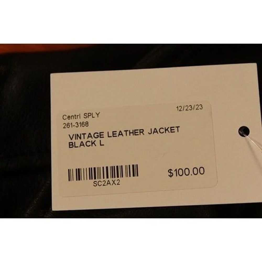 Vintage Leather Jacket Full Zip Collared Large Bl… - image 3