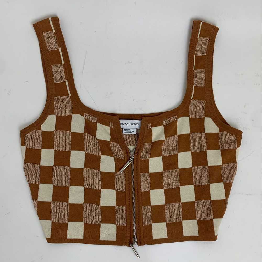 Other M - Urban Revivo Checkered Zip Up Cropped T… - image 1
