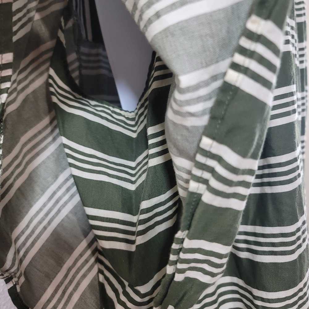 Other Time & Tru Green White Stripe Flowy Sleeves… - image 2