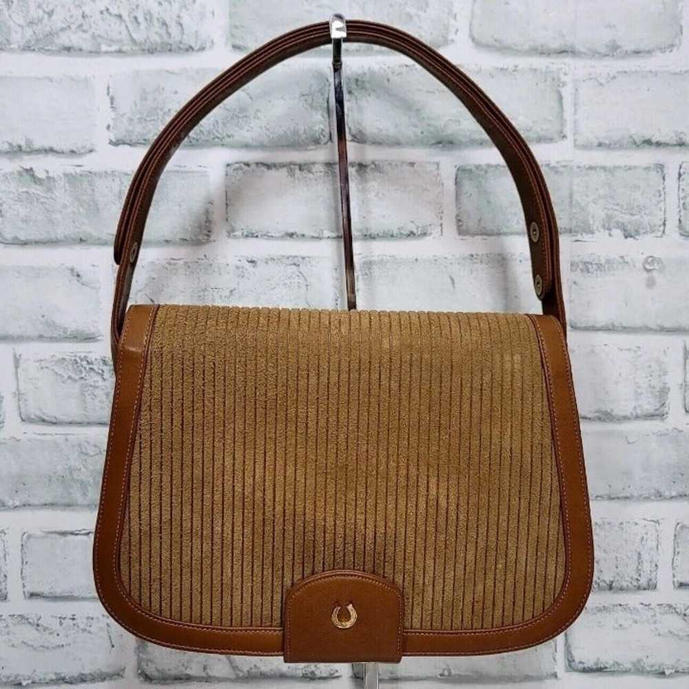 Vintage 60s 70s Meyers Suede Ribbed Brown Leather… - image 1