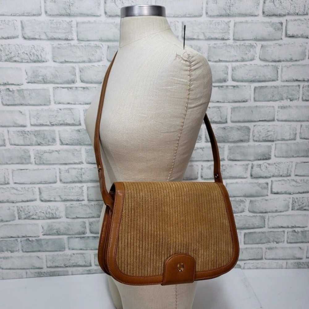 Vintage 60s 70s Meyers Suede Ribbed Brown Leather… - image 2