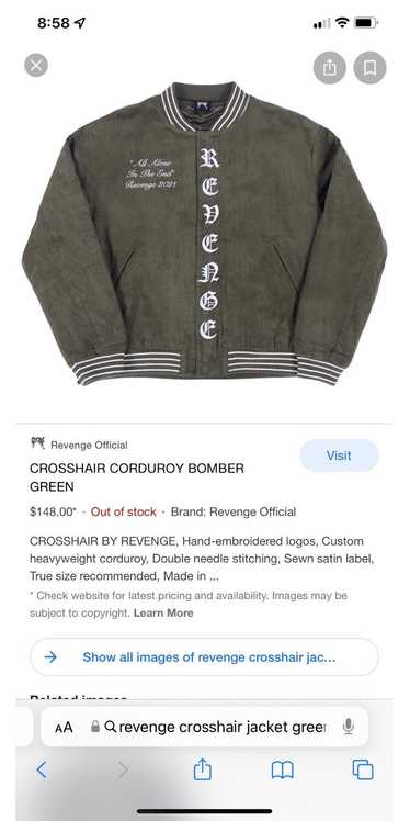 Revenge Revenge crosshair corduroy green bomber