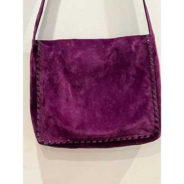 Neiman Marcus Purple Suede/Leather Messenger Bag … - image 1