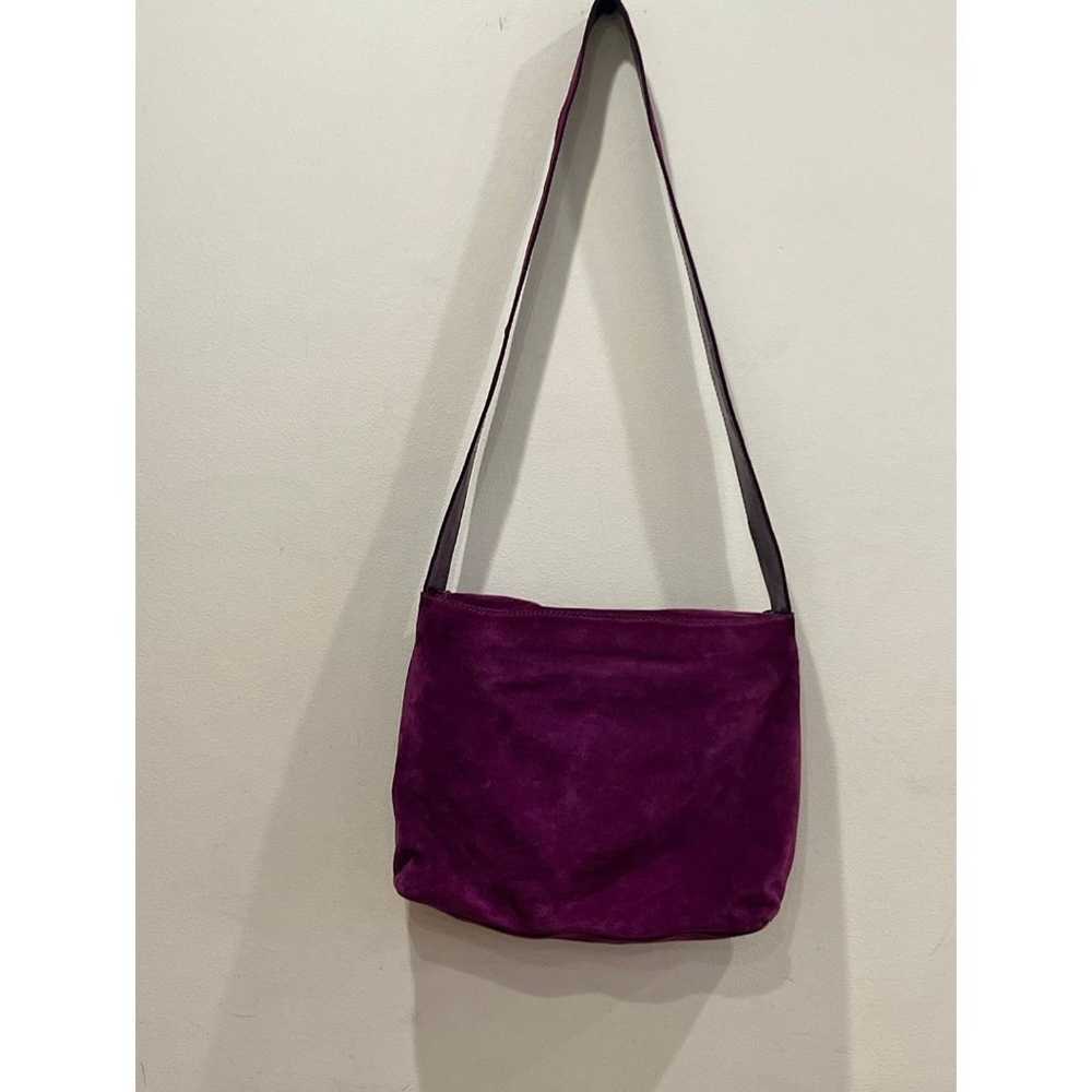Neiman Marcus Purple Suede/Leather Messenger Bag … - image 3