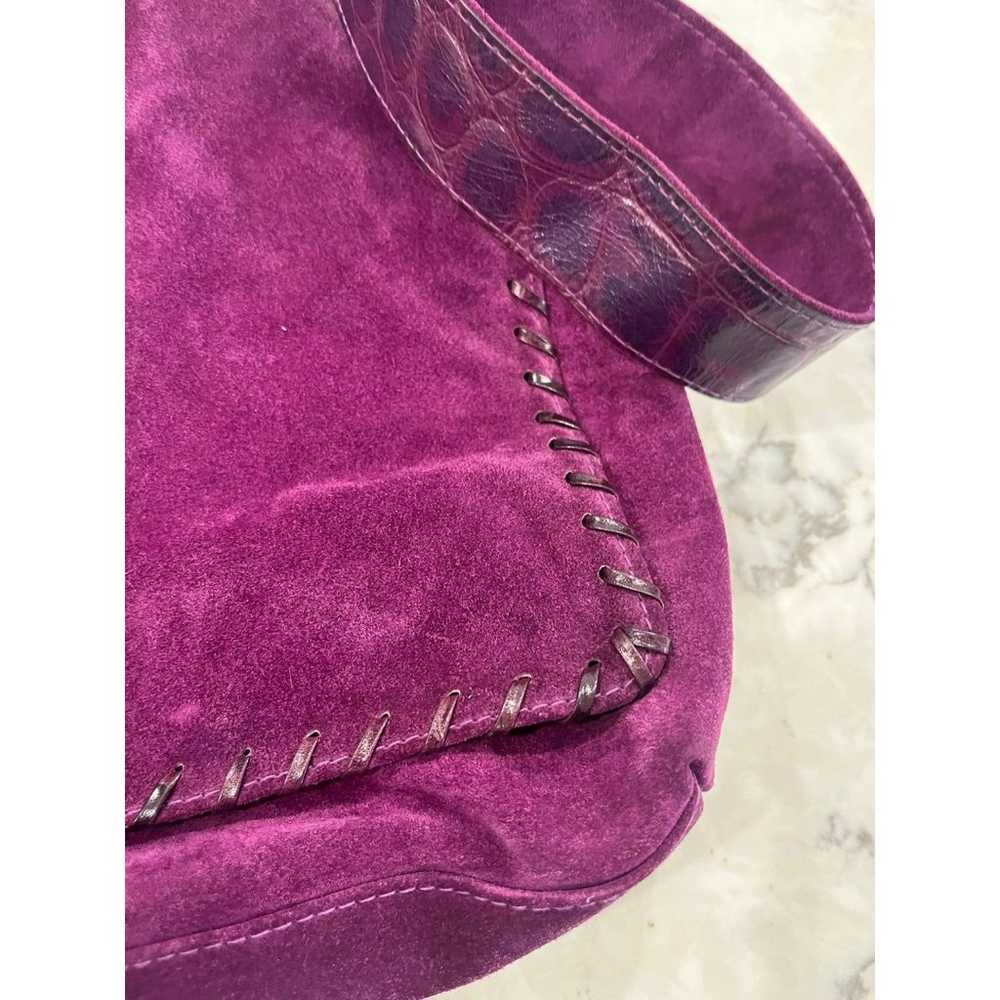 Neiman Marcus Purple Suede/Leather Messenger Bag … - image 4