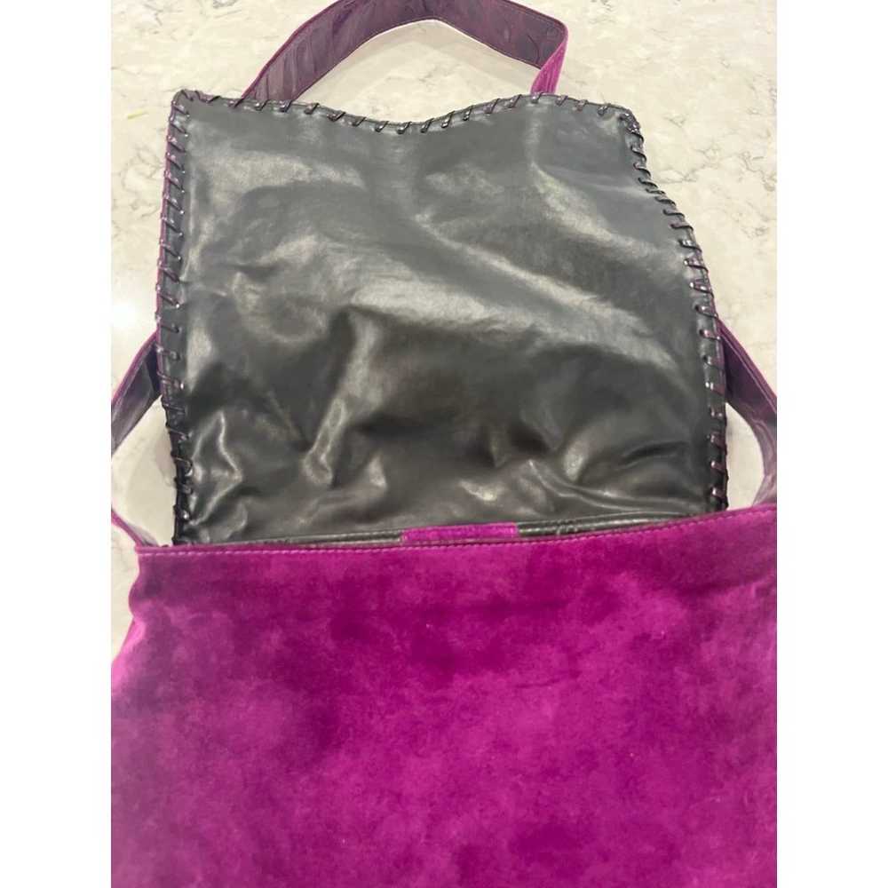 Neiman Marcus Purple Suede/Leather Messenger Bag … - image 6