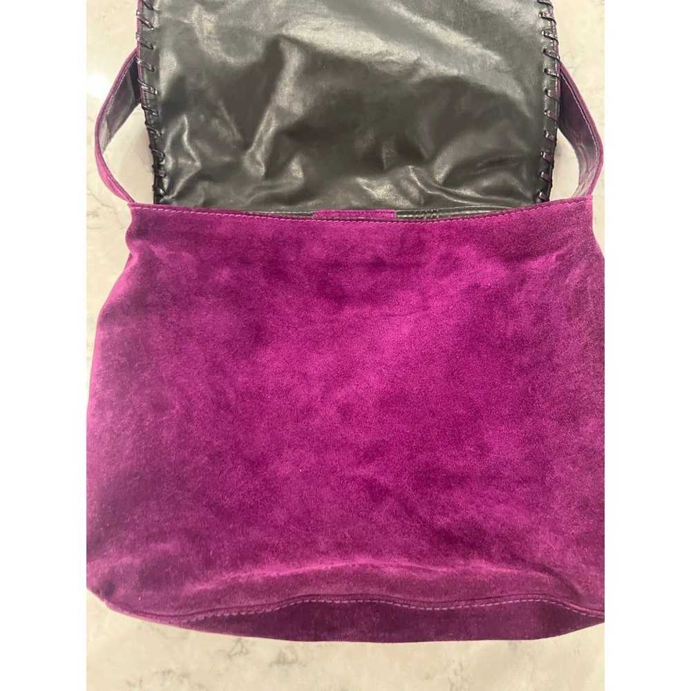 Neiman Marcus Purple Suede/Leather Messenger Bag … - image 7
