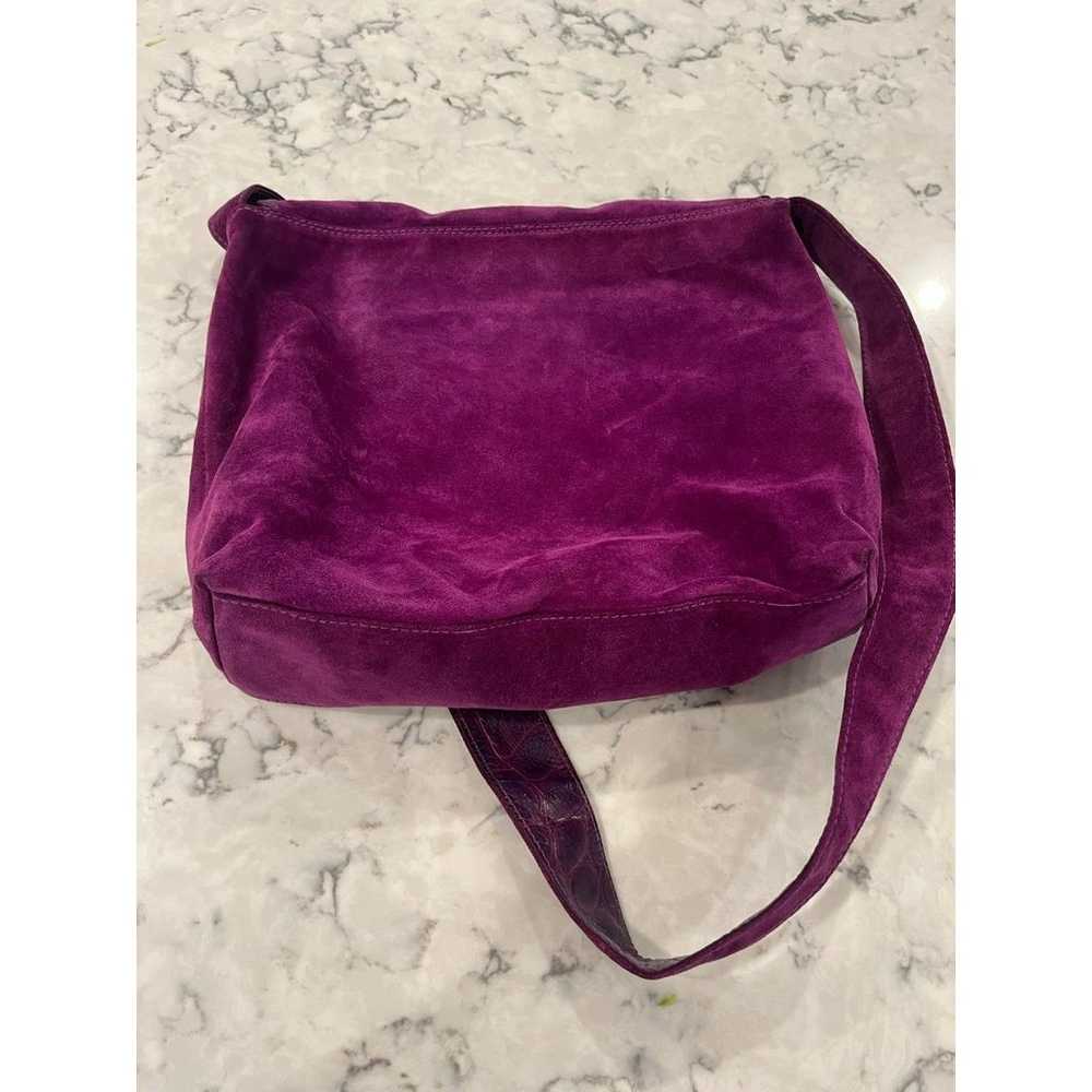 Neiman Marcus Purple Suede/Leather Messenger Bag … - image 9