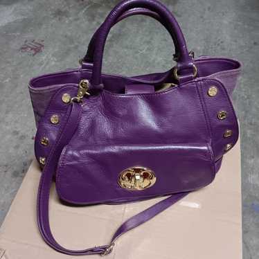 Emma Fox Classics Studded Purple Leather Satchel H
