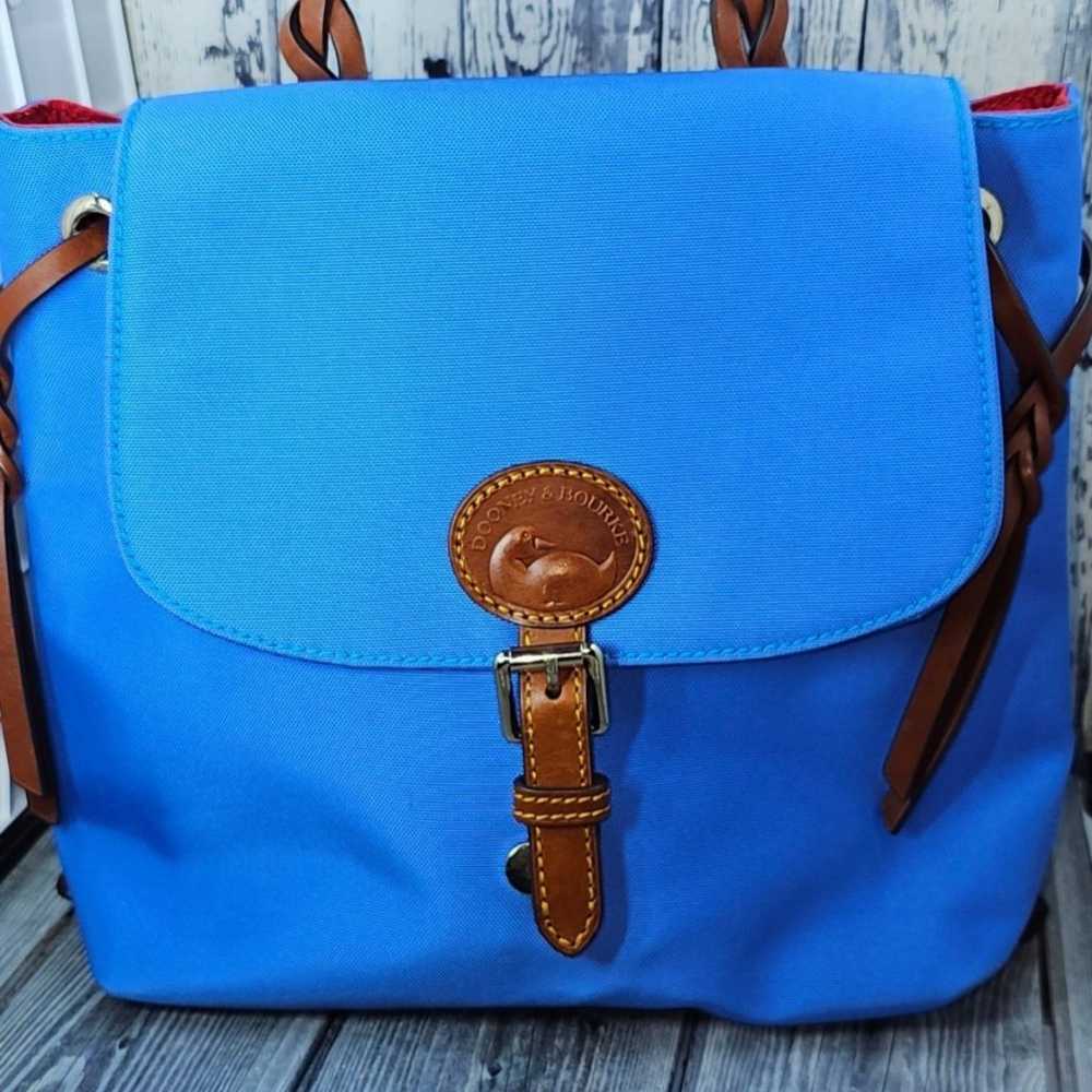 Dooney Bourke nylon flap backpack blue bag - image 12