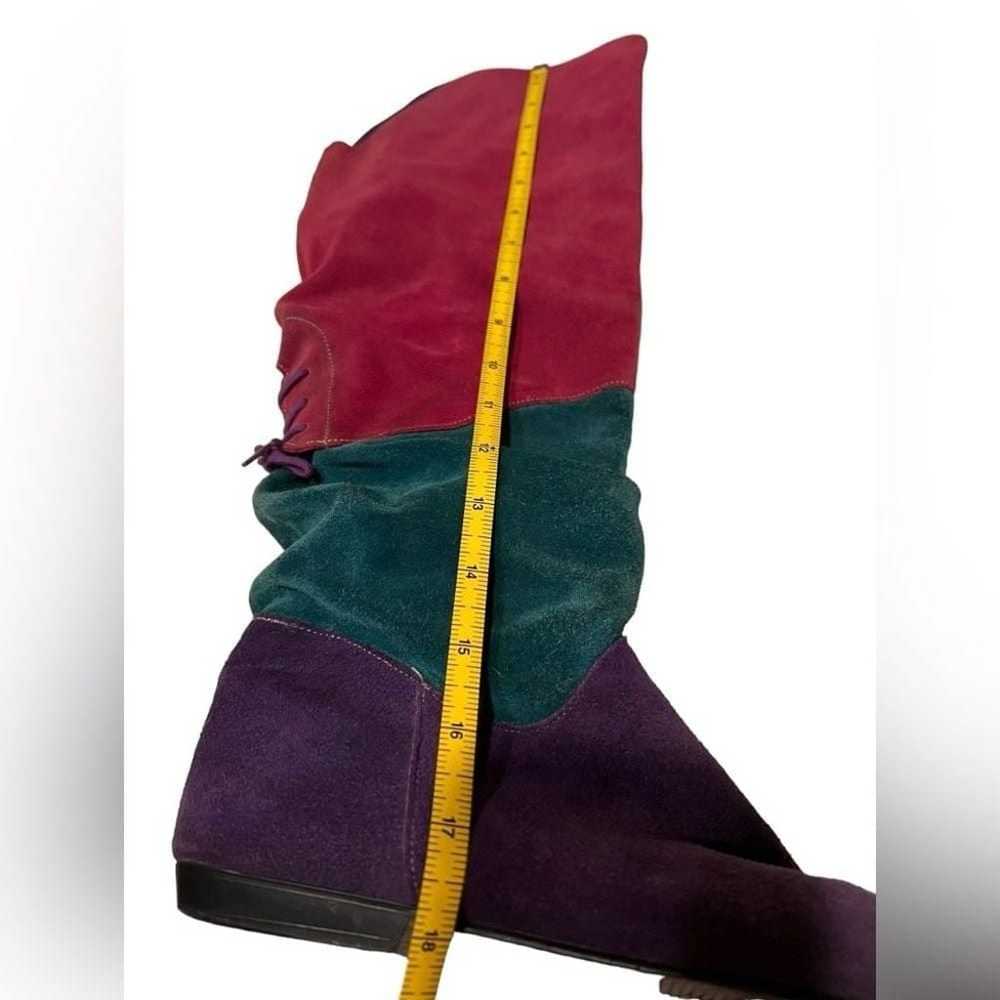 80s Suede Knee High Flat Tri Color Boots Size 7 - image 10