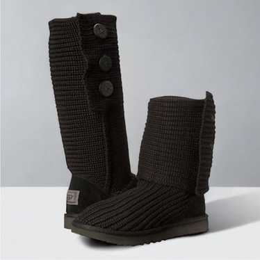 UGG black cable knit boots, button detail. Classi… - image 1
