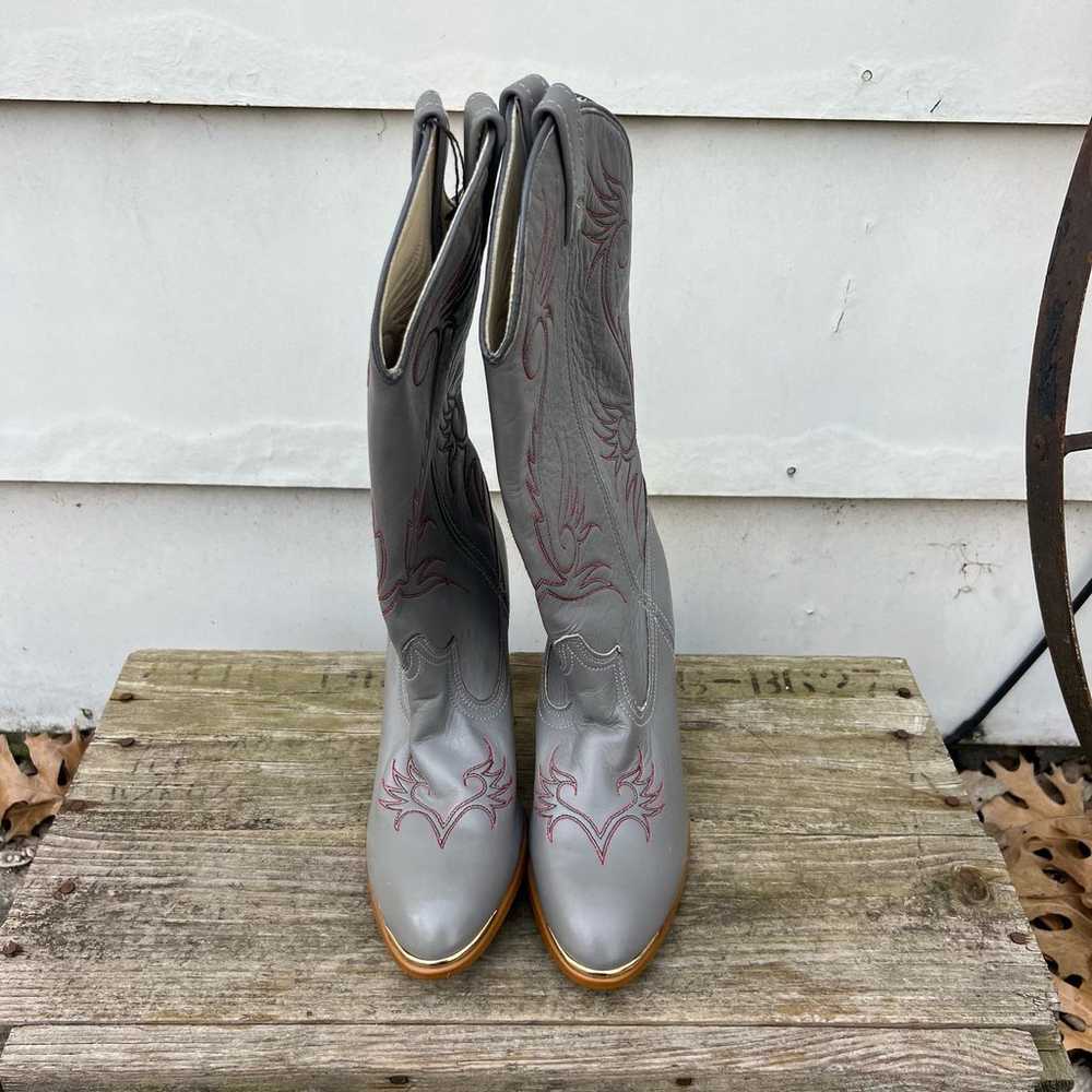 Vintage 80s Acme Gray High Heeled Cowgirl Western… - image 2