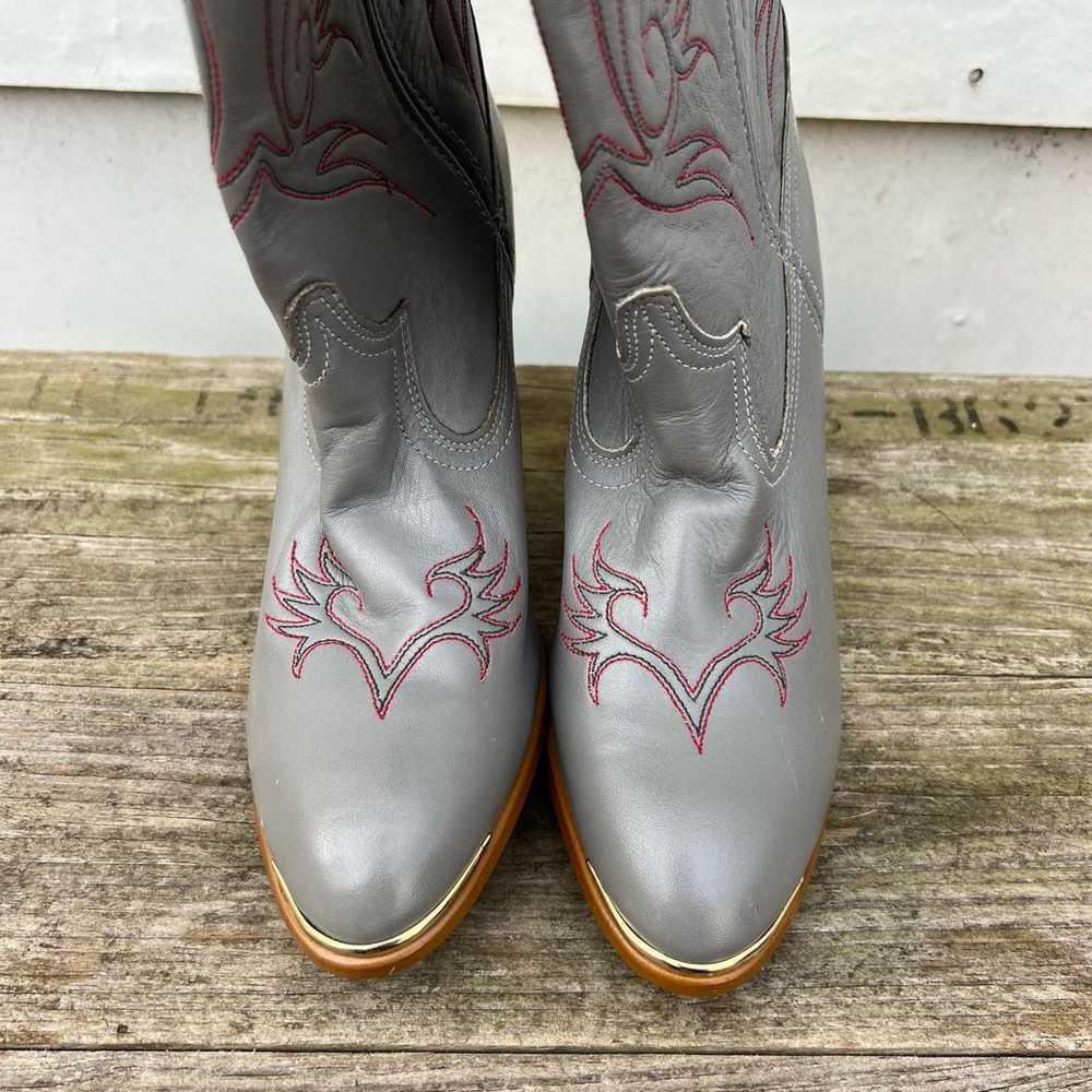 Vintage 80s Acme Gray High Heeled Cowgirl Western… - image 3