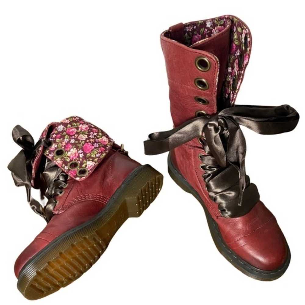 Dr. Martens Triumph Boots Cherry Red Darkened Mir… - image 1