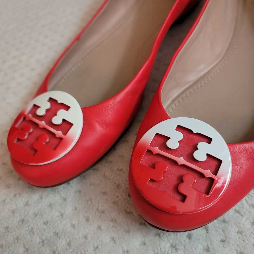 Tory Burch Chelsea Ombre Logo Red Ballet Flats 8.5 - image 2