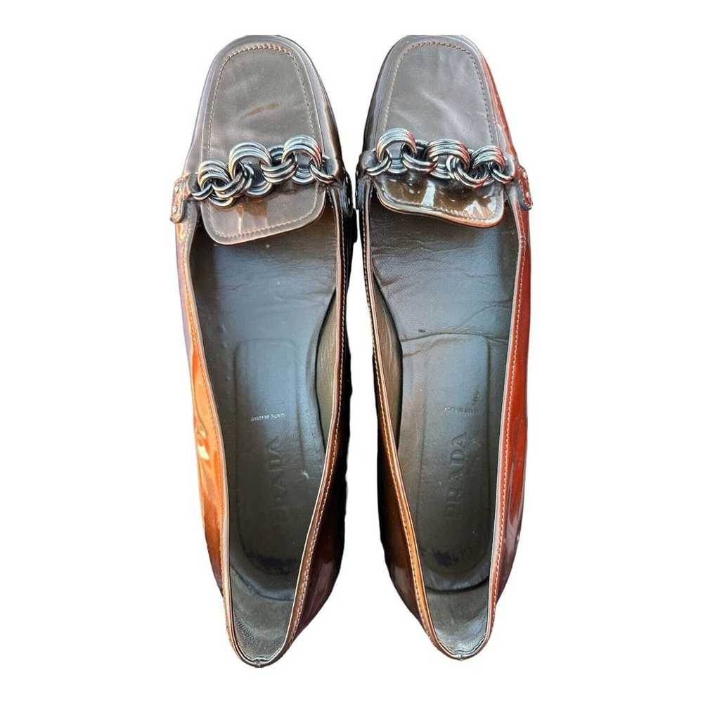 PRADA Bronze Patent Leather Women's Loafers Italy… - image 1