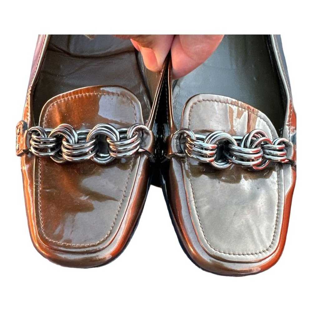 PRADA Bronze Patent Leather Women's Loafers Italy… - image 3