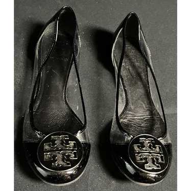 Rare Vintage Tory Burch Reva Flat Patent Black & C