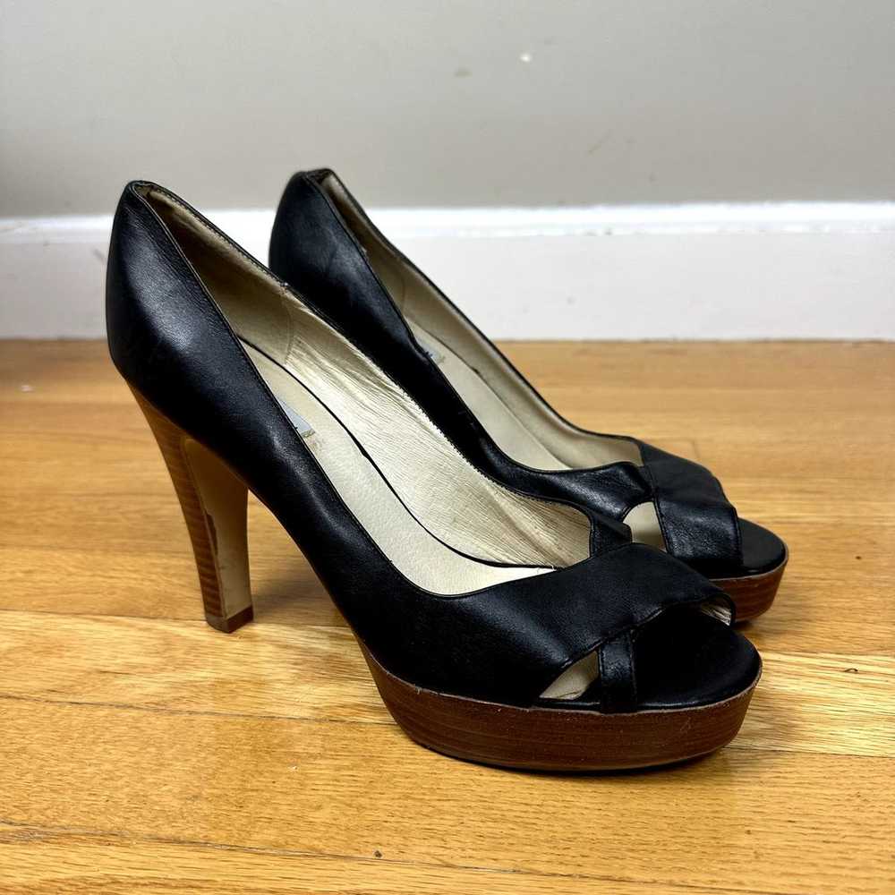 Steve Madden Glamor Black Leather Heels Pumps Pee… - image 11