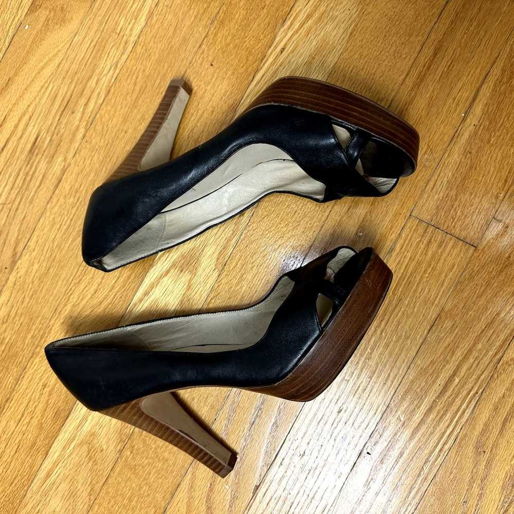 Steve Madden Glamor Black Leather Heels Pumps Pee… - image 8