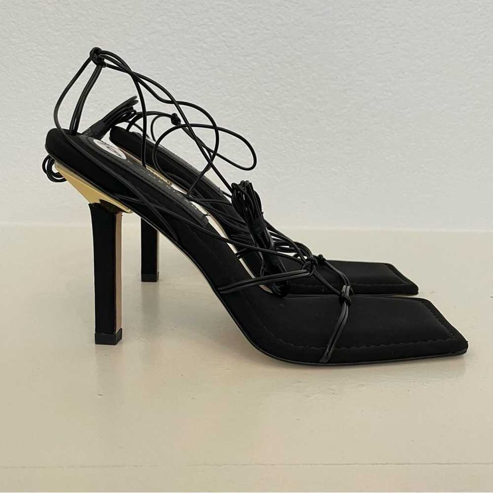 Good American Black Strappy Neoprene Heels 9 - image 3