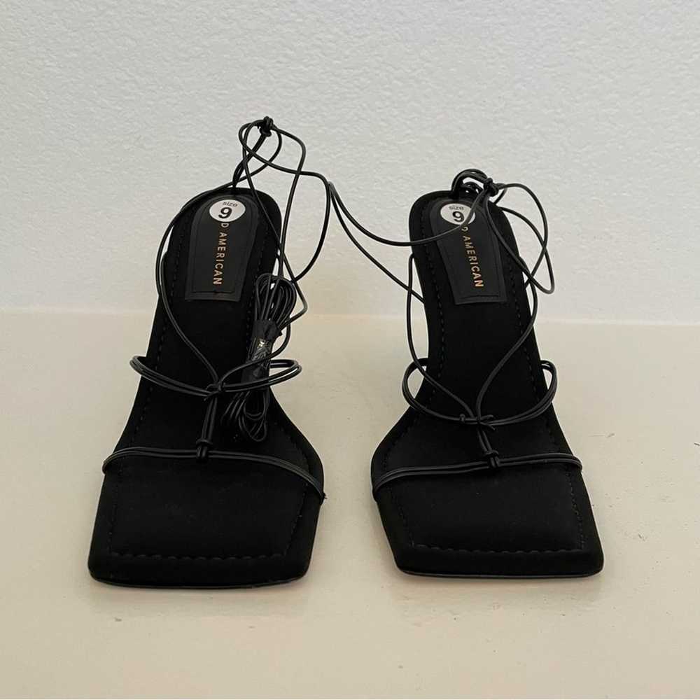 Good American Black Strappy Neoprene Heels 9 - image 4