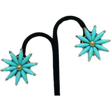 Crown Trifari Flower Clip-On Earrings