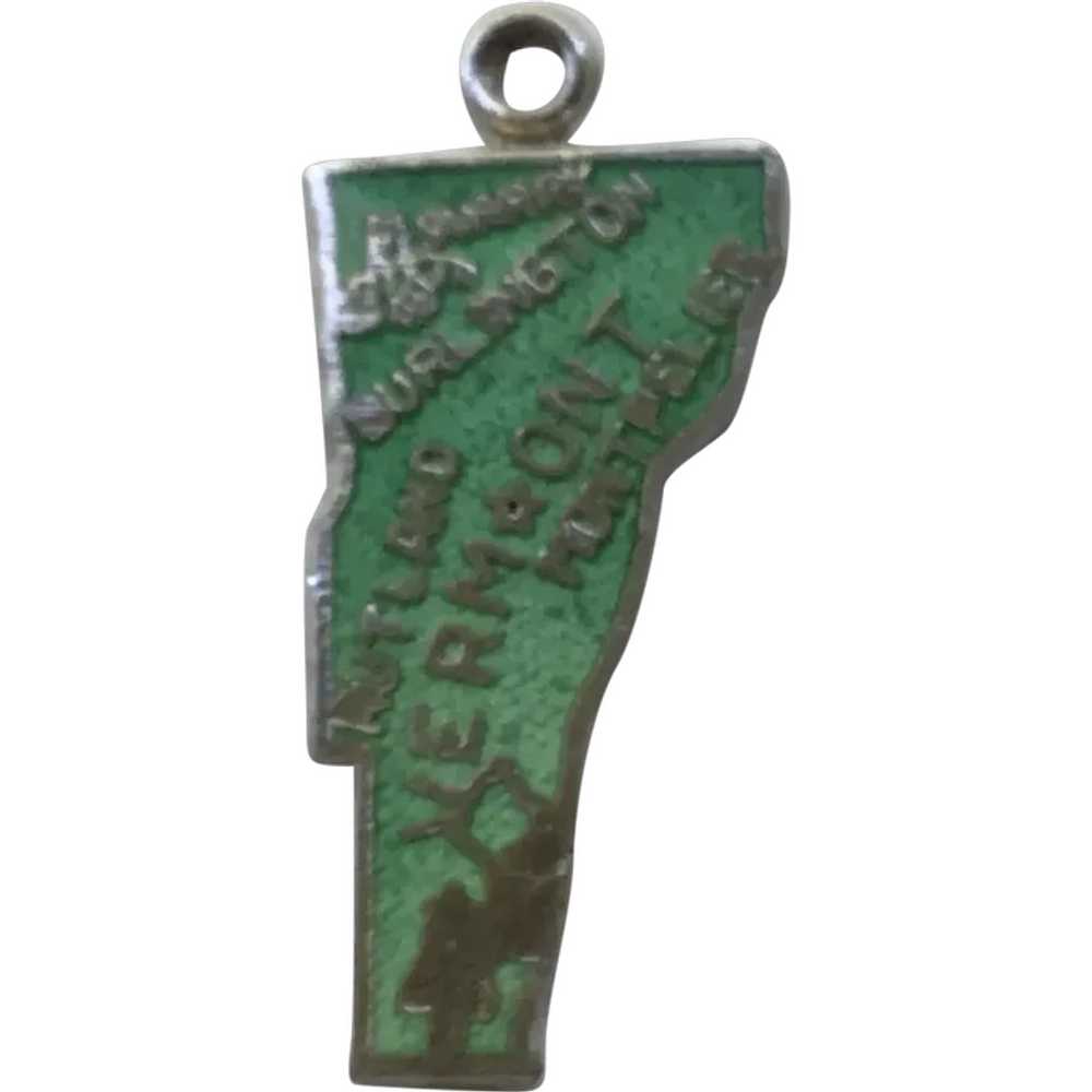 Sterling Silver Enameled Vermont State Charm - image 1