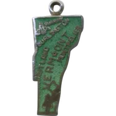 Sterling Silver Enameled Vermont State Charm - image 1