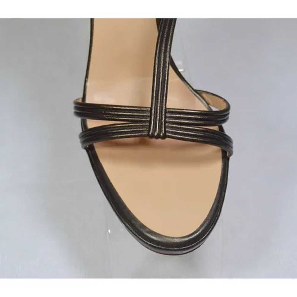 Pewter Metallic Mirrored Heel Evening T-strap San… - image 11