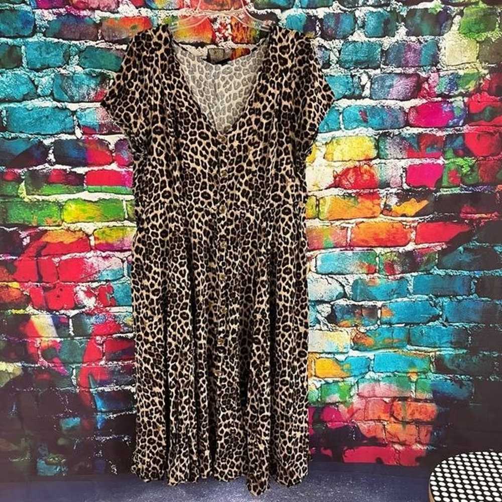TORRID Brown Animal Print Dress Size 2 Button Dow… - image 1