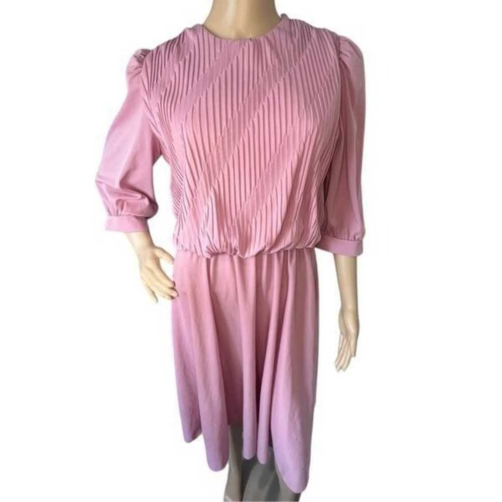 L.L. Petite Vintage Pink Half Sleeve Flowy Dress … - image 1