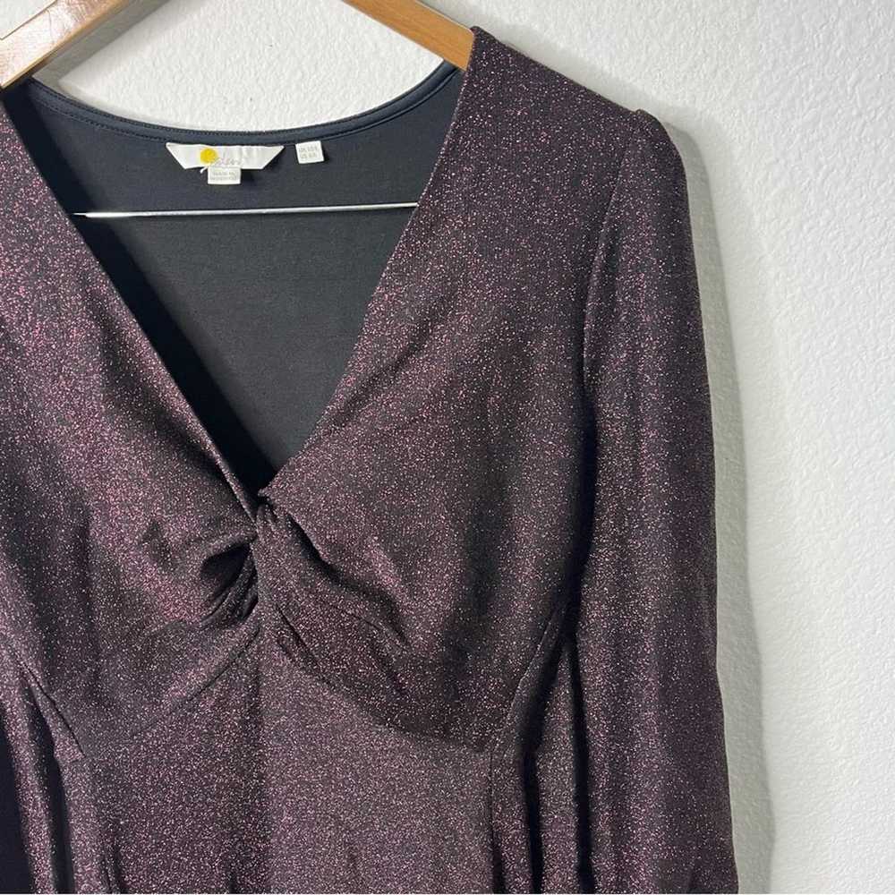 Boden Metallic Jersey Midi Dress Purple Sparkle L… - image 5