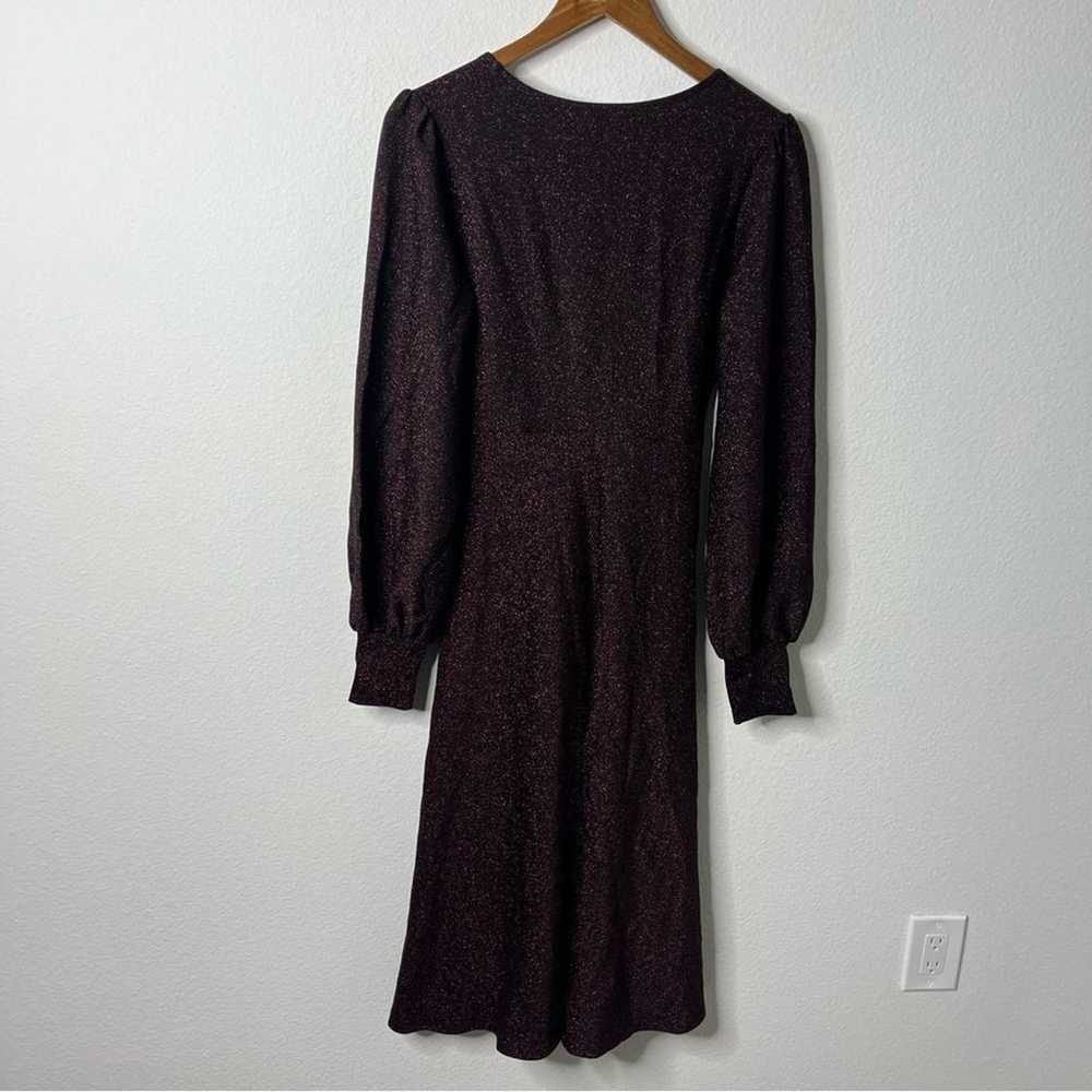 Boden Metallic Jersey Midi Dress Purple Sparkle L… - image 7