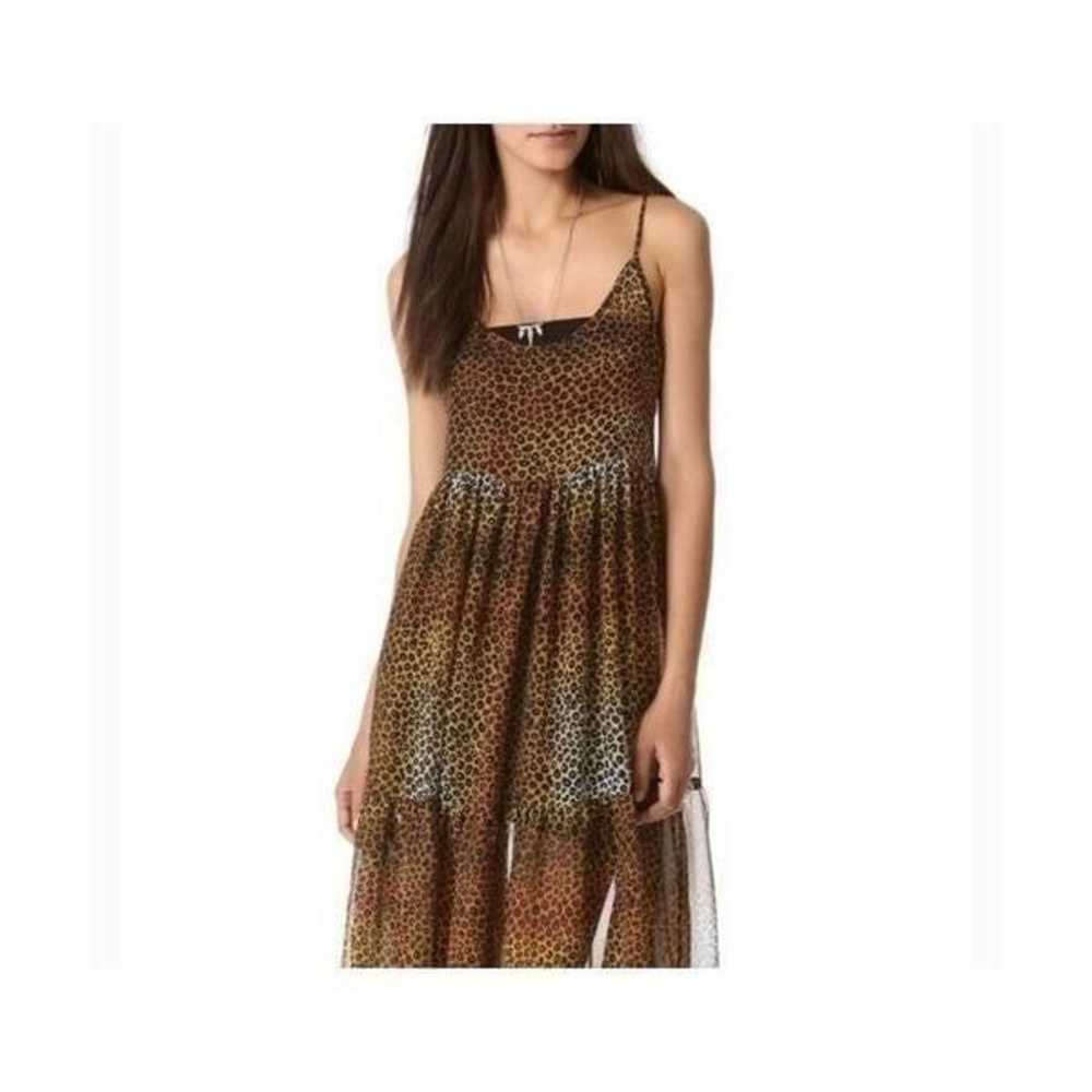 One Teaspoon Cheetah Print Sheer Tiered Maxi Dress - image 1