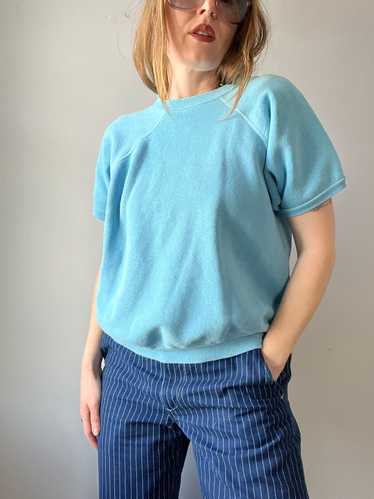 1970s Short Sleeve Sweatshirt Blue L