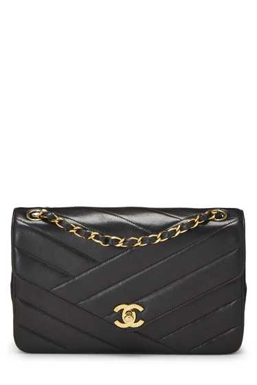 Black Diagonal Quilted Envelope Flap Small