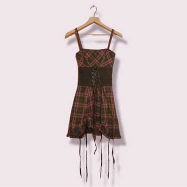 Tripp NYC Pink and Black Plaid Corset Dress