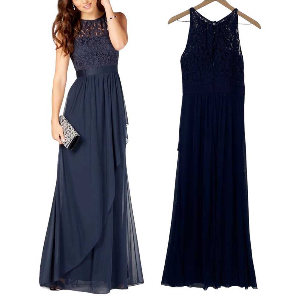 Adrianna Papell Formal Lace Maxi Dress Flowy Chif… - image 1