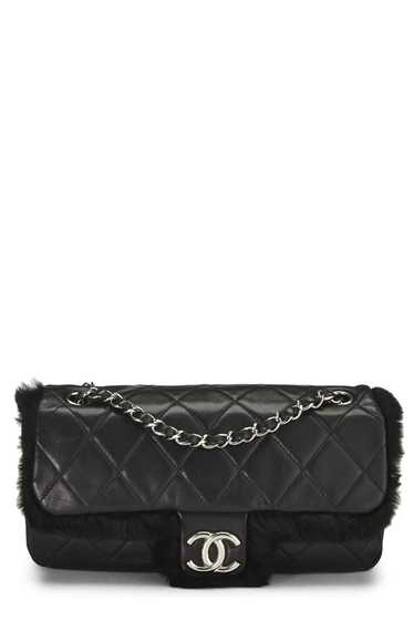 Black Quilted Lambskin Shearling Half Flap Medium