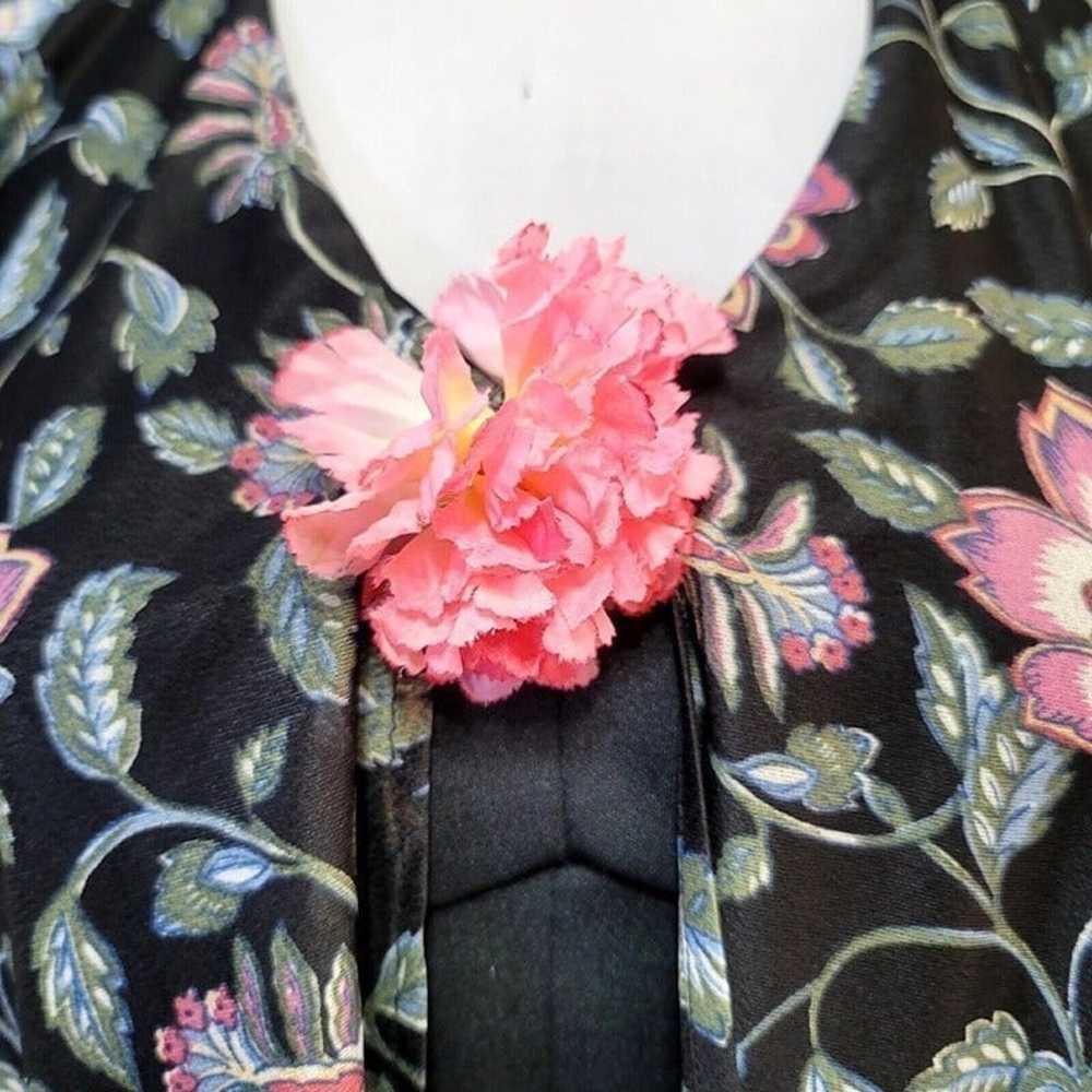 Vintage 70s Black Nylon Halter Maxi Sheer Floral … - image 5