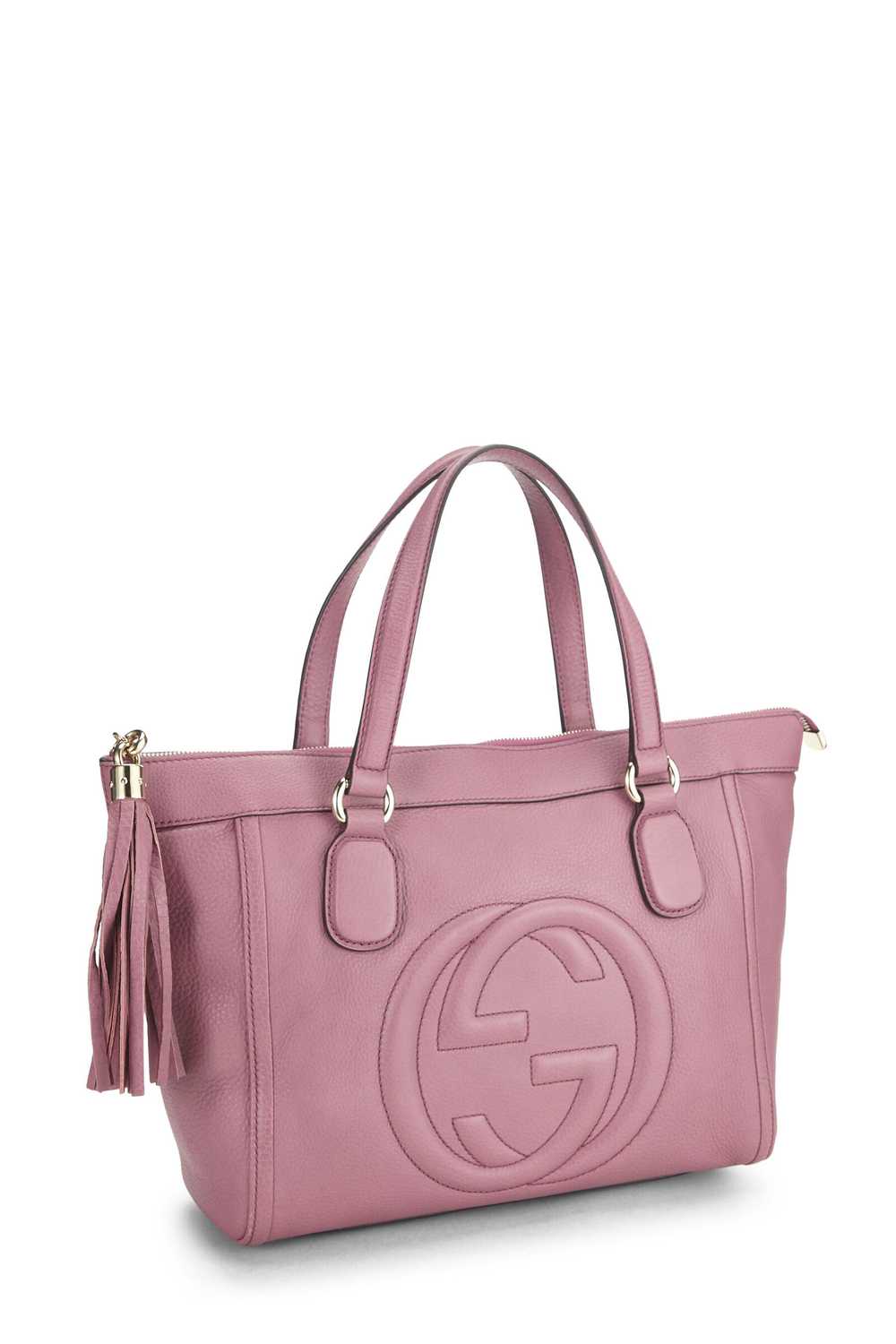 Pink Grained Leather Soho Zip Tote - image 2