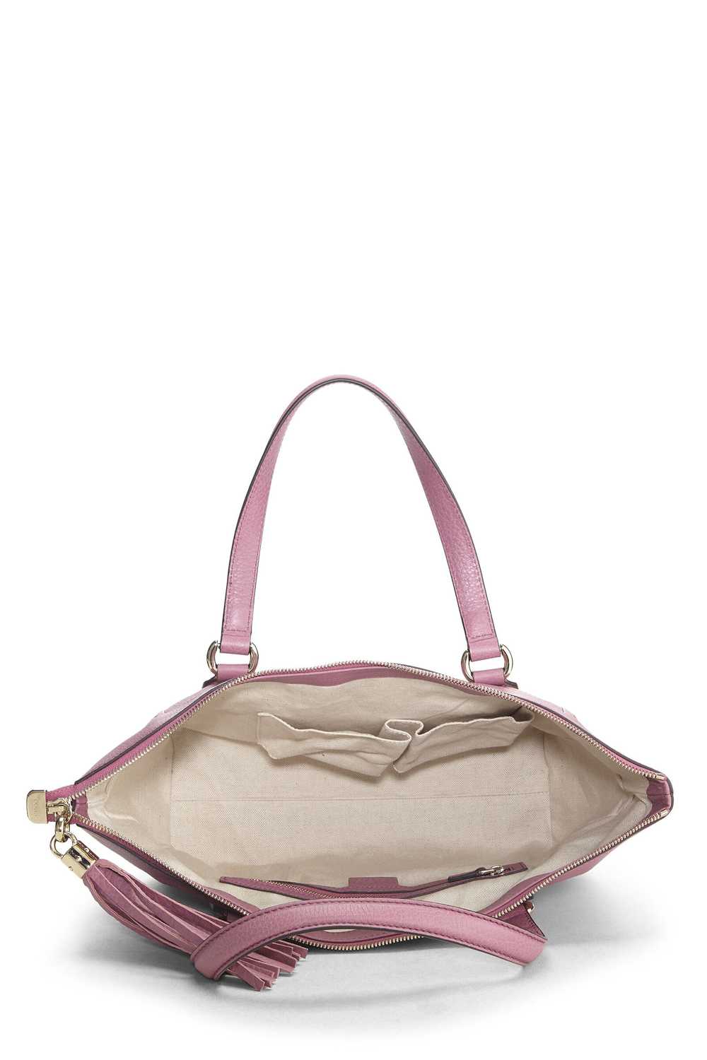 Pink Grained Leather Soho Zip Tote - image 6