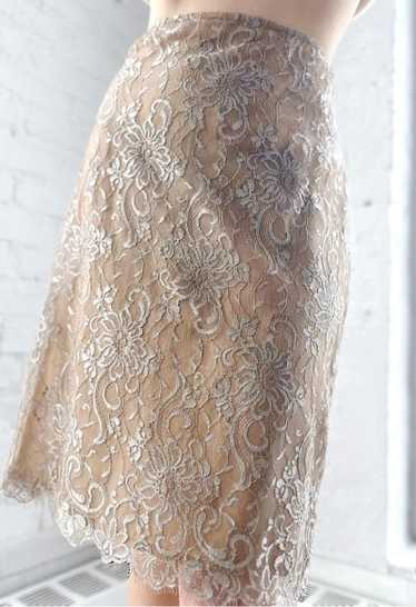 90s metallic lace pencil skirt