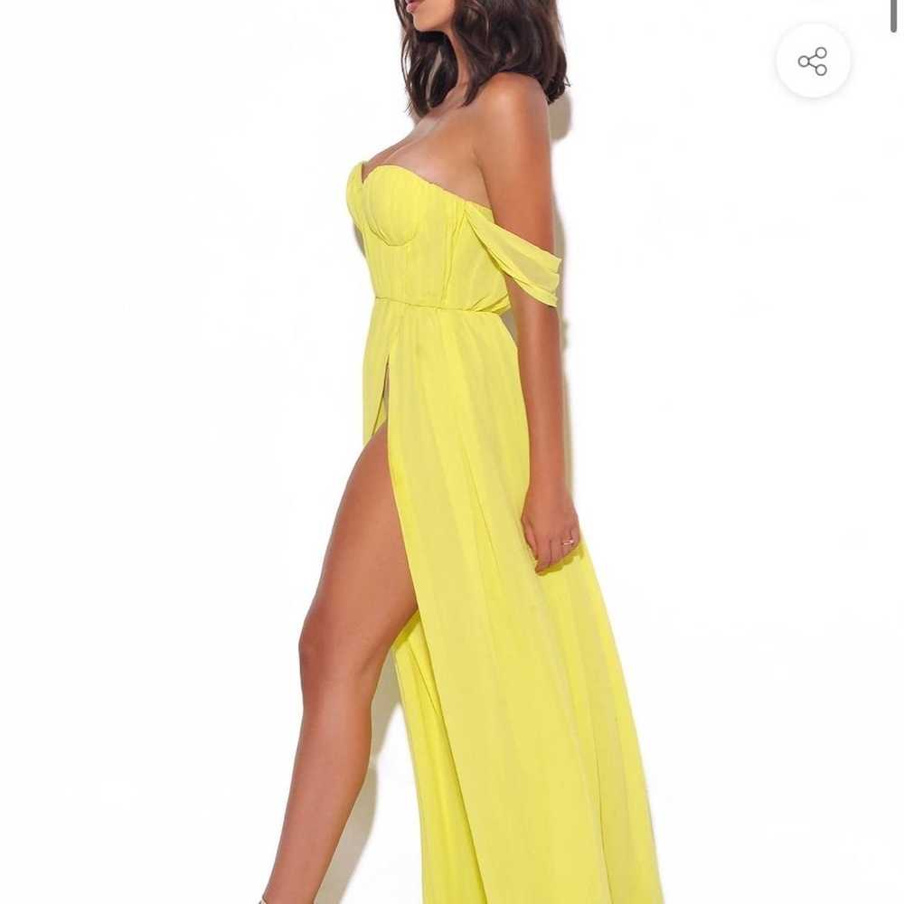 Paradise High Slit Yellow Chiffon Maxi Dress - image 3
