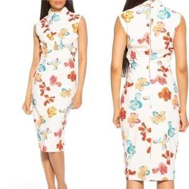 Elouise Floral Draped Cutout Midi Dress - image 1