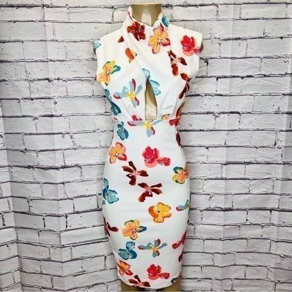 Elouise Floral Draped Cutout Midi Dress - image 2