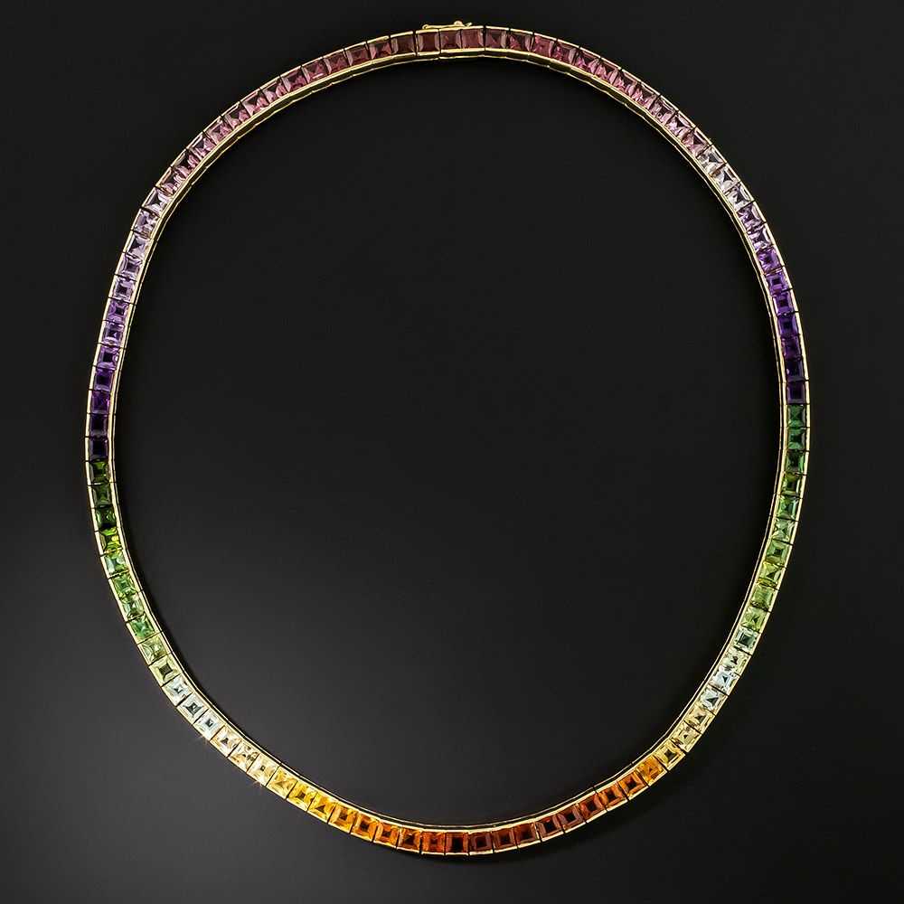 Estate Rainbow Gemstone Necklace - image 1