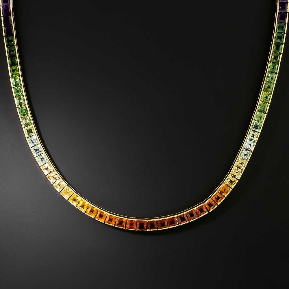 Estate Rainbow Gemstone Necklace - image 2